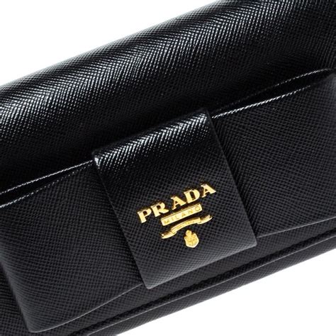 black prada wallet with bow|prada black saffiano wallet.